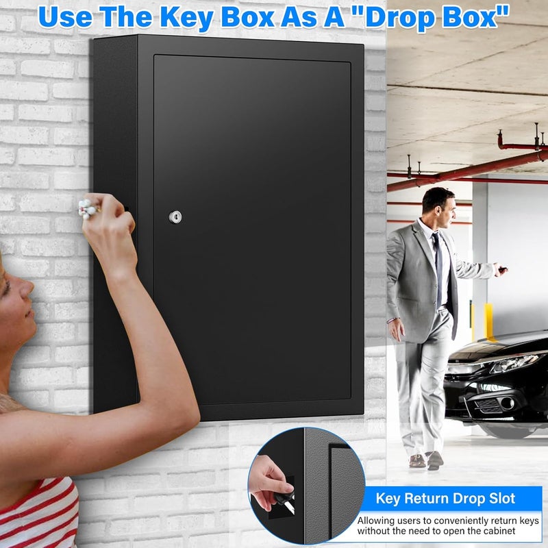 Oepmoc 125 Keys Key Lock Box Wall Mount, Anti-Theft Key Organizer with Colored Key Tags and Key Drop Slot, Conveniently Key Cabinet for Car Garage House Rental Office Business - Image 4